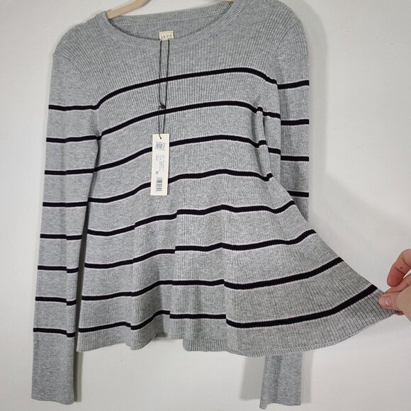 Rebecca Taylor La Vie Taylor Cozy Stripe Cherry Blossom Pullover Sweater L NWT - Picture 6 of 13